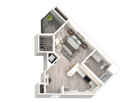 Floor plan for studio, 1 bath, 519 sqft